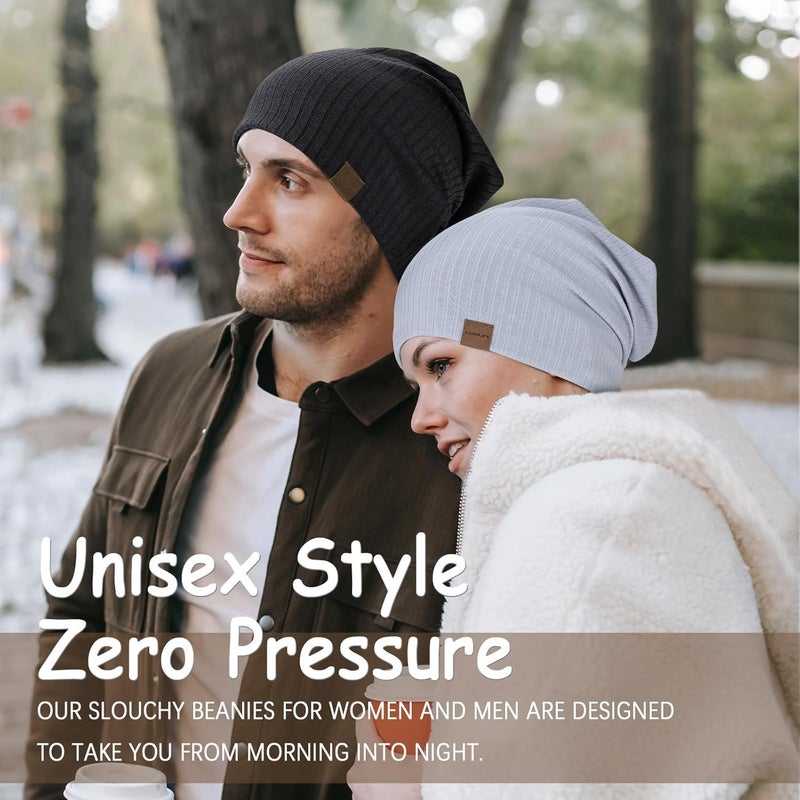 HAMUNI Slouchy Beanie for Men Women Soft Lightweight Running Beanie Hat Chemo Cap Skull Cap - Image 5